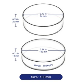 Labasics Petri Dish with Lid, High Borosilicate Glass, High Transparency for Laboratory Purposes, Ideal for Scientific Experiments, 100mm Diameter, 1-Pack