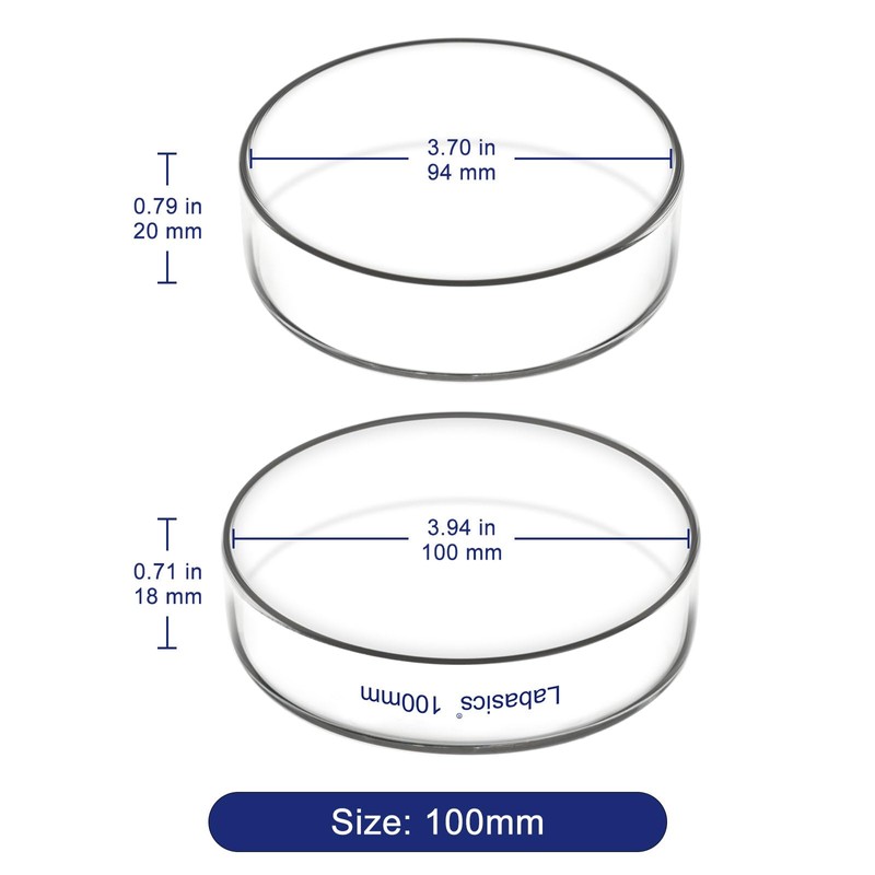 Labasics Petri Dish with Lid, High Borosilicate Glass, High Transparency