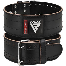 RDX 4 Inch Leather Weightlifting Belt, IPL USPA Approved, 12 Adjustable Holes, 6 mm Training Belt Buckle, Powerlifting Fitness Strength Training Belt Bodybuilding, Weightlifting Padded, Men Women