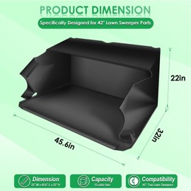 Yoursme 48388 Hopper Bag for Agri Fab 42" Sweeper Parts, Lawn Leaf Sweeper Bag Replacement for 45-0320 45-03201-062 45-03201-062 Tow Lawn Sweeper