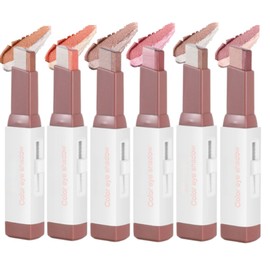 6Pcs Double-Color Eyeshadow Stick Set,2 in 1 Glitter Shimmer Cream Eyeshadow Sticks for Women,Rotating Waterproof Long-Lasting Matte & Shimmer Eyeshadows Pencils for Older Women