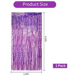 TONIFUL 2 Pack Purple Foil Fringe Curtains Tinsel Metallic Streamer Curtains for Photo Props Background Birthday Christmas Photo Backdrop Wedding Bridal Shower Party Decorations(3.28 ft x 6.56 ft)