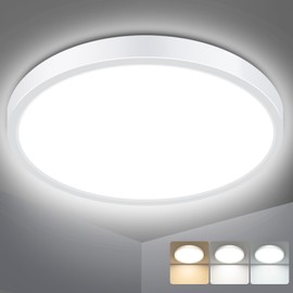 slochi Bathroom Light, 3000K/4000K/6500K 3 Color Temperature, Waterproof IP54, Small, Round, Modern, Flush Ceiling Light for Bathroom, Kitchen, Bedroom, Hallway and More