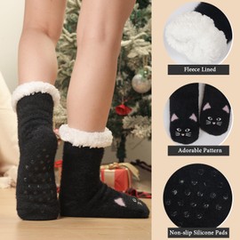JaosWish Cat Fuzzy Socks Womens Pilates,Postpartum Essentials Non Slip Grip Slippers Hospital Socks for Labor Delivery