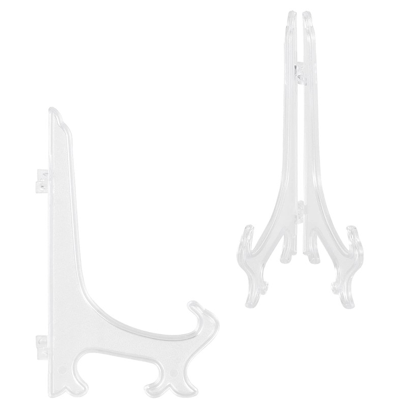 ZEONHAK 10 Pack 8 Inch Plastic Easels Plate, 20cm Clear