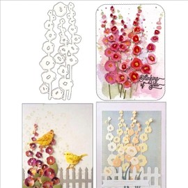 Ammsochy 3D Background Cutting Dies Metal Stencils Scrapbooking Tools Flowers Lace Frame DIY Embossing Template for Paper Card Making Album Arts Crafts Supplies (Flowers Bunch-6.5x12cm)