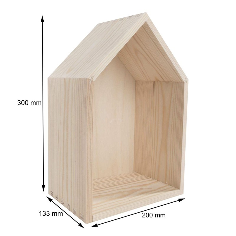 WooDeeDoo Medium Wooden House Shaped Display Shelf 20 x 13