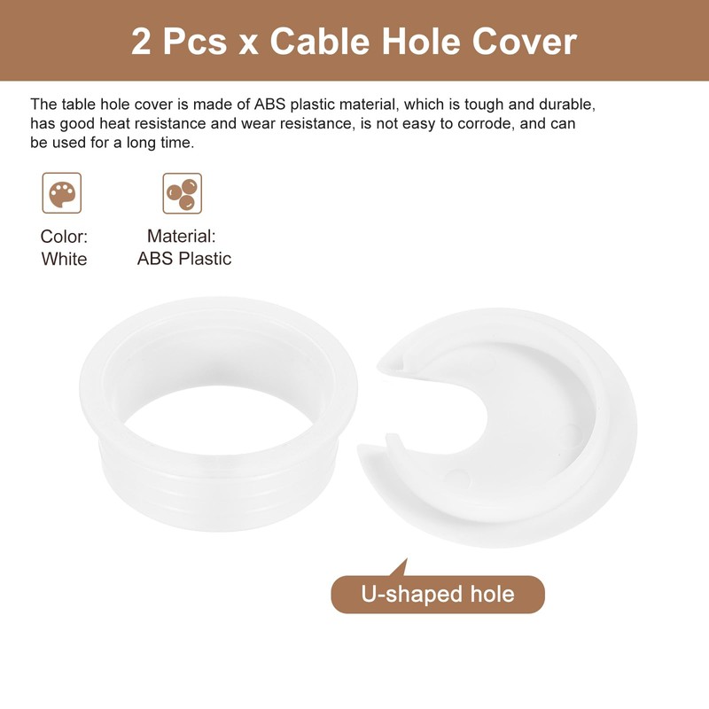 QUARKZMAN Cable Hole Cover, 2 Pieces 45mm/1-3/4" ABS Desk Cable