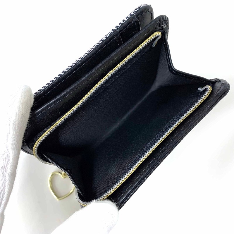 Yamamoto wbc-104 Mary Crown Ribbon Check Round Bifold Wallet, Mini