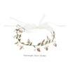 Baluue Beaded Bridal Hair Wreath Headband with Green Leaf and