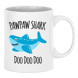 Exxtra Gifts Pawpaw Shark Mug Funny Grandpa Cup From Grandkids Birthday Present For Grandfather 11 oz White