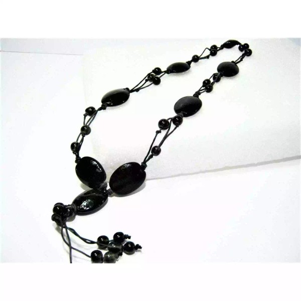 Handmade Black Agate beaded Corded Casual style Hippie BOHO Tassel