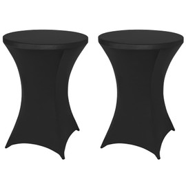 FestiCorp 2 Pack Spandex Black Table Cover, Cocktail Fitted Tablecloths, Round Highboy Stretch Table Covers Cloths for Party, DJ, Bar, Wedding, Birthday, Banquet, 30"-32" Diameter x 40"-43" Height