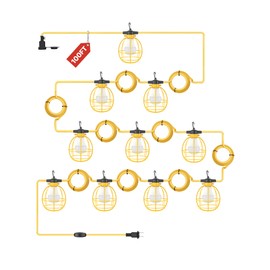 Ipackorin Construction String Lights 100FT: 150W Industrial LED String Work Lights with 10 Replacement Bulbs E26 Base - 6000K Construction Lights with Switch for Temporary Lighting ETL Listed
