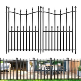 10 Panels No Dig Decorative Garden Fence, 32in(H)×22ft(L) Heavy-Duty Rustproof Metal Panels, Outdoor Dog Barrier for Yard & Patio, Landscape, Border| Portable Temporary Fencing