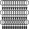 WeeksEight 40 Pack Black Curtain Rings with Clips, Curtain Hooks