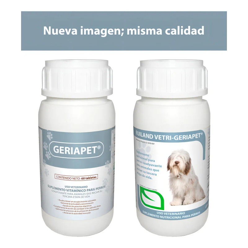 Ruiland Geriapet Suplemento Especializado Para Perros Mayores 60 Tabletas