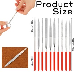 10 Pcs Mini Diamond Needle File Set, Multipurpose Small Needle File Set Miniature Diamond Files Various Shapes Mini Files for Metal Crafts Wood Plastic Sanding(3 x 140mm)