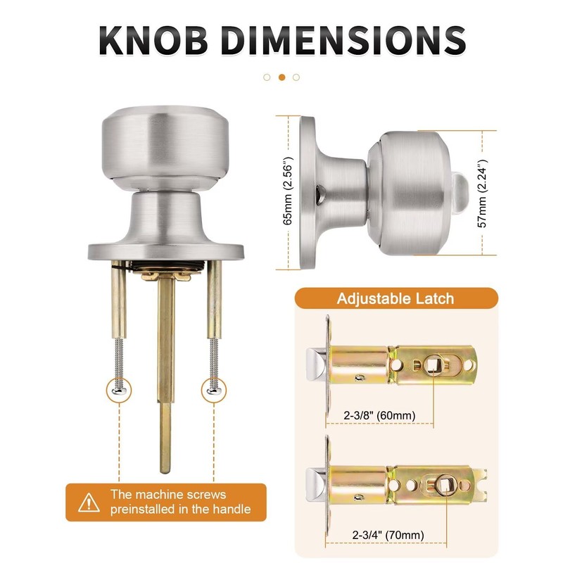 Probrico 10 Pack Brushed Nickel Door Knob Without Key Privacy