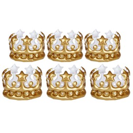 ABOOFAN Inflatable Crown Hat for Kids and Adults - 6Pcs Blow Up King Crown for Birthday Celebrations, Baby Showers, Photo Props