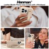 Hanman for iPhone16 Pro Max Leather Case with Adjustable Wristband