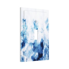 Abstract Watercolor Ombre Navy Blue Art Painting 1 Gang Light Switch Plate Cover Single Toggle Decorative Wall Plate Cold Modern Electrical Faceplate for Home Room Decor