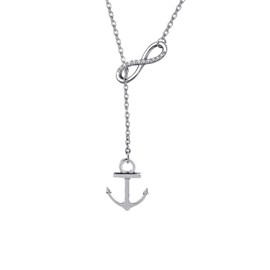 Gzrlyf Infinity Anchor Necklace Lariat Y Necklace Nautical Jewelry Ocean Themed Gifts (Y necklace)