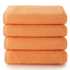 Top Towel - Plus - Bath Towels - 4 Face or Bidet Towels - 30 x 50 cm - 100% Cotton - Papaya