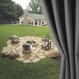 LORDTEX Linen Look Indoor/Outdoor Curtains, 105" W x 95" L, Dark Grey, Set of 2 Panels Waterproof, Privacy, Sun Blocking Textured Grommet Curtains for Patio, Pergola, Porch, Deck, Lanai, Cabana