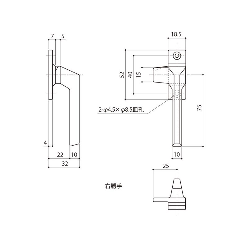 Nakanishi Industrial R DC-625 Window Opening Cam Latch Handle