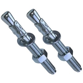 AERZETIX - C54074 - Set of 2 Anchor Bolts Long Thread Expansion Dowels - M16 x 140 mm - Galvanised Steel - for Concrete, Stone, Solid Material