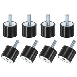 M METERXITY 8-Pack Rubber Mounts D25mmxH20mm Male/Female Vibration Isolators Cylindrical Shock Absorber W M6 x 18mm Studs for Air Compressor/Car/Pump/Boat/Garage Motor/Bobbins Rubber Isolators