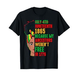 Juneteenth Melanin Women 1865 My Ancestors Weren’t Free 1776 T-Shirt