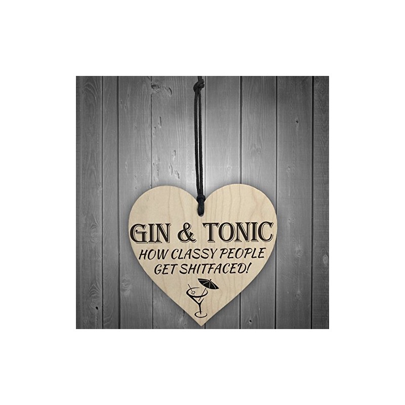 RED OCEAN Gin & Tonic Classy People Novelty Wooden Hanging
