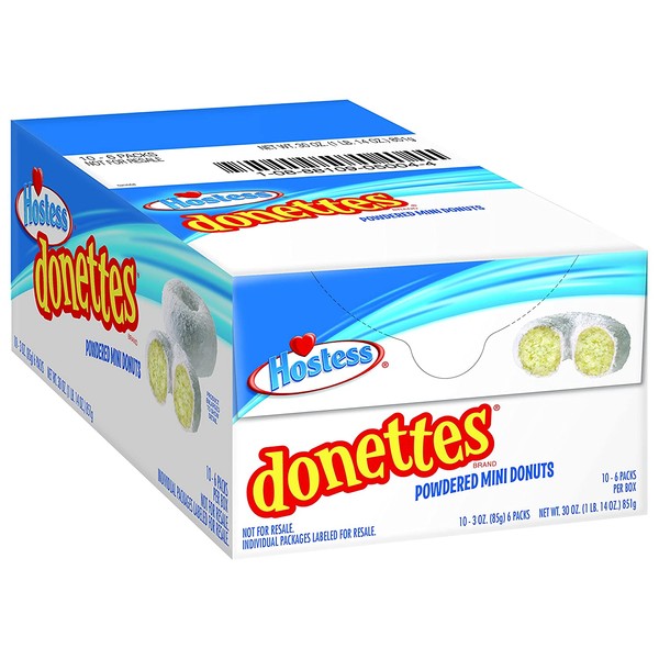 Hostess Donettes Mini Donuts, Powdered, 10 Count
