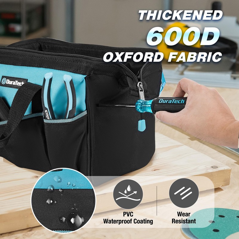 DURATECH 13-Inch Small Tool Bag with 9 Pockets, Tool Bags
