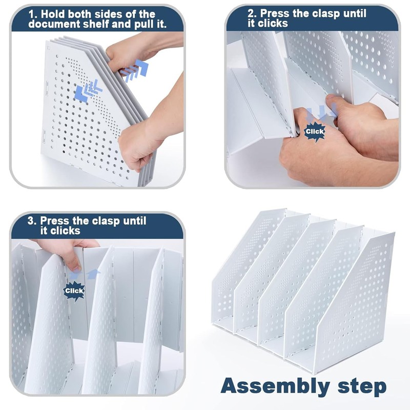 BEANPRECOY Collapsible Magazine File Holder with 4 Compartments, Desktop File