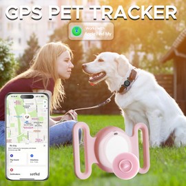 GPS Tracker for Dogs, Mini GPS Cat Tracker, Dog Tracking tag with Holder, No Monthly Fee,Work with Apple Find My(iOS Only),Dog Tracking Device,Anti-Lost,Finder Tag for Vehicles/Pets/Kids/Items (Pink)