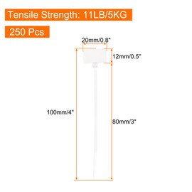 sourcing map 250pcs Marker Cable Zip Ties, 3x100mm Self-Locking Outer Nylon Labels Zip Tie Wraps, Wire Tags Ties Straps for Indoor and Outdoor, White