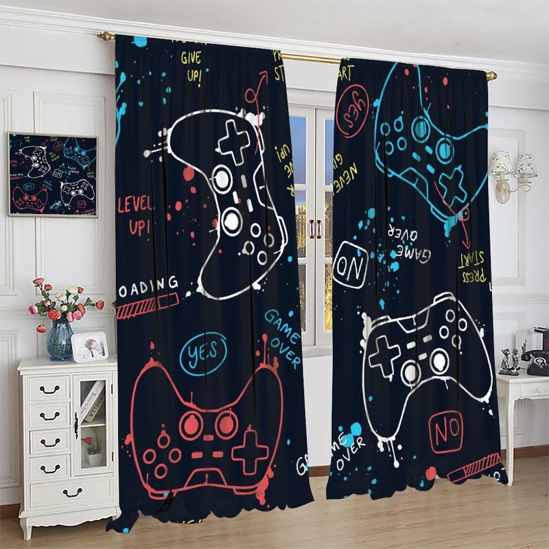 3D Game Controller Pattern Printing Curtains - Living Room, Kitchen