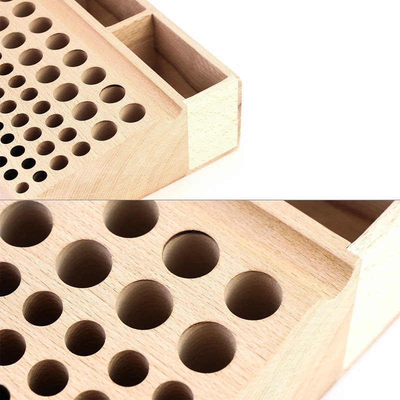 QWORK Leather Working Tool Holder, 98 Holes Wooden Leathercraft Tool
