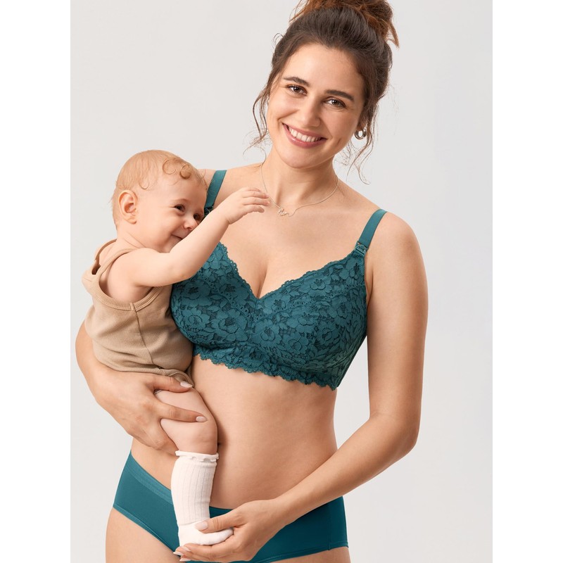 MOMANDA Women's Pump Nursing Bra Without Underwire Lace Pregnancy Breastfeeding