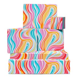 Pastel Wrapping Paper - 6 Sheets Of Gift Wrap For Women - Pastel Swirls - Gift Wrapping Paper For Birthday Wedding Baby Shower - Comes With Stickers - By Central 23