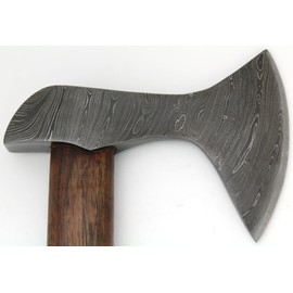 Wild Turkey Handmade Solid Damascus Steel Axe w/Leather Sheath Outdoors Camping Hunting Fully Functional Battle Ready