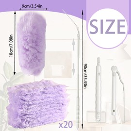 LUKIUP 21 PCS Staubmagnet Nachfüllpack, Staubtuchs, 20 Tücher + 1 Teleskopgriff staubmagnet nachfüllpack für Tierhaare Staub Schmutz