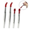 Murtenze 4PCS Tweezers with Rubber Tips Stainless Steel Tweezers PVC
