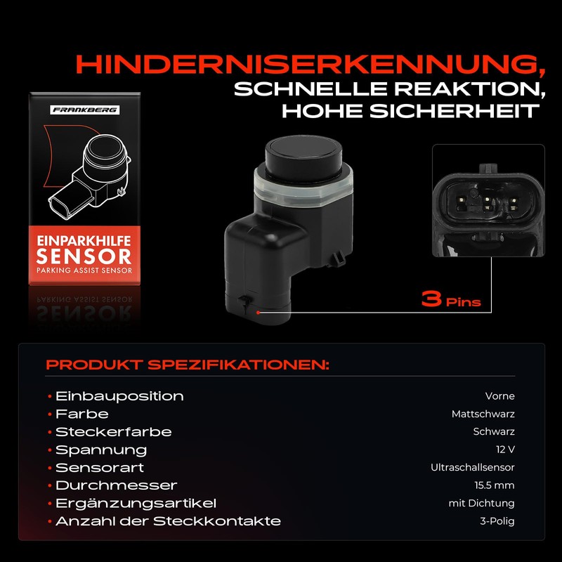 Frankberg Parking Sensor Parking Aid Front Rear Compatible with Galaxy