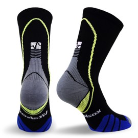 Eurosock Standard VT5810 Italian Support & Odor Control Crew Socks (1 Pair-Fitted) Best for Running, Black, SM (Men's Shoe 4-7, Women's Shoe 5-8)