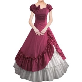 Victorian Costumes for Women Steampunk Renaissance Dresses Marie Antoinette Masked Ball Dress S Wine red