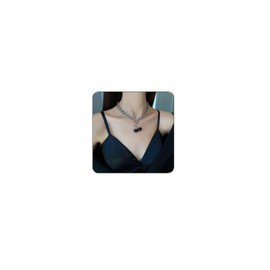 Cherry Necklace for Women Cute Cherry Choker Necklace Chunky Chain Collars Necklace Stainless Steel Ot Buckle Necklace Adjustable Link Chain Lovely Choker Collar Jewelry for Women (black)